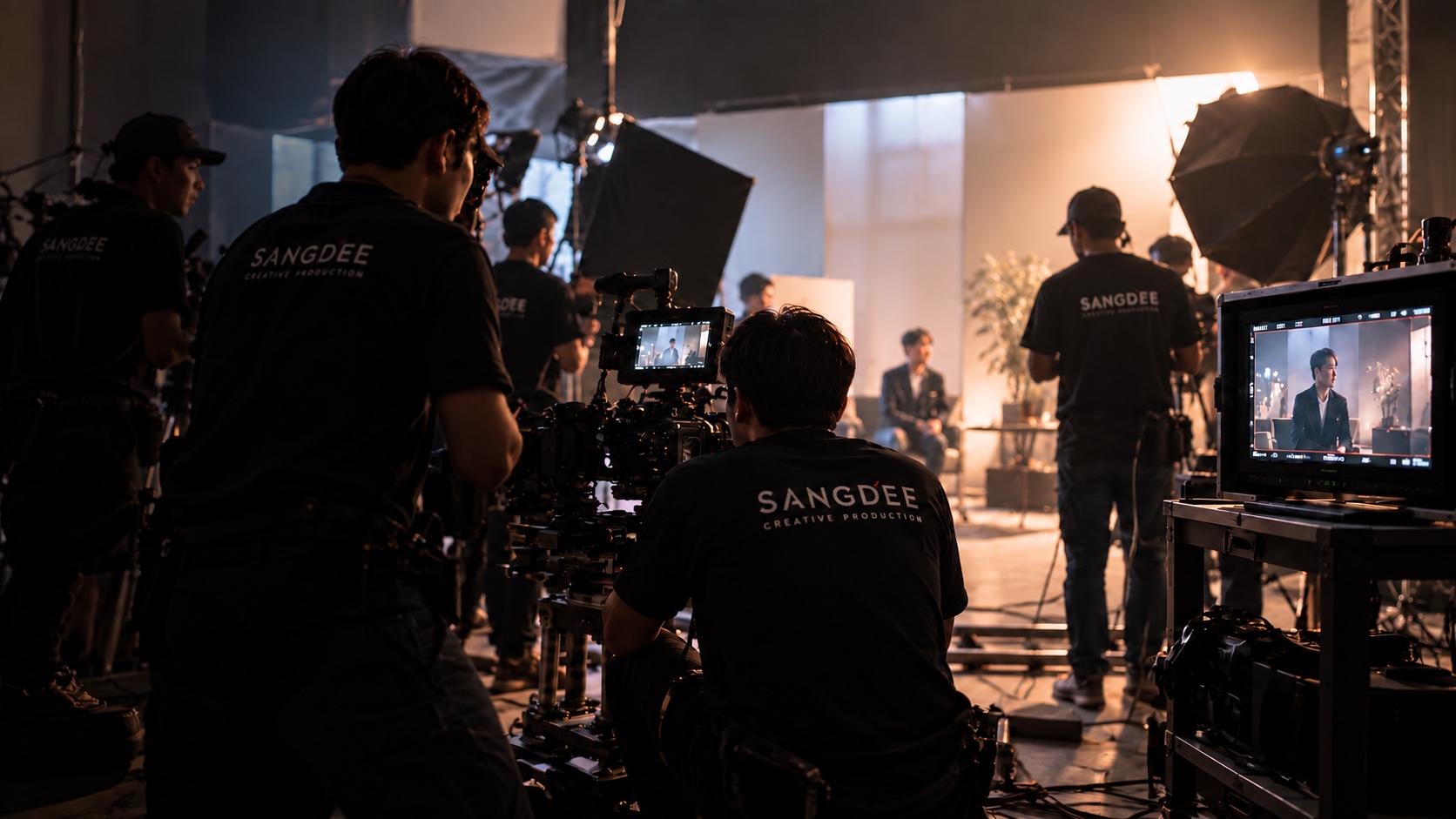 ทีม SANGDEE กำลังถ่ายทำผลงานในบรรยากาศกองถ่าย
